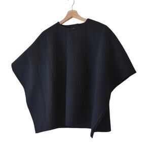 Frankie Shop Womens Top XS S Navy Blue Wool Batwing Poncho Heavyweight Sweater